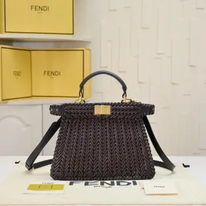 Fendi Top Handle Bag Medium Black Gold Hardware 27cm 20