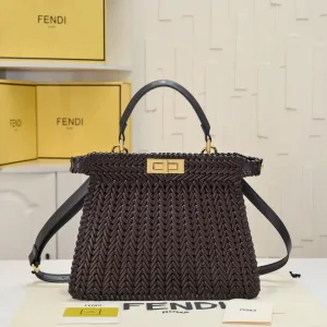 Fendi Top Handle Bag Medium Black Gold Hardware 27cm 21