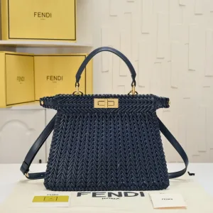 Fendi Top Handle Bag Medium Black Gold Hardware 27cm 23