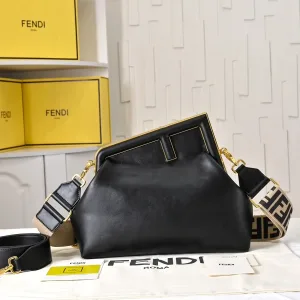 Fendi Top Handle Bag Medium Black Gold Hardware 27cm 24