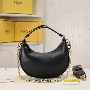 Fendi Top Handle Bag Medium Black Gold Hardware 27cm 26