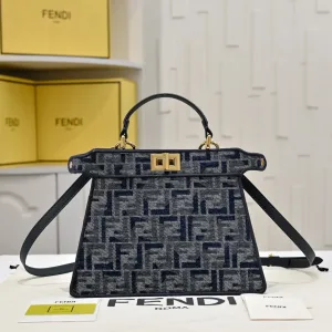 Fendi Top Handle Bag Medium Black Gold Hardware 27cm 32