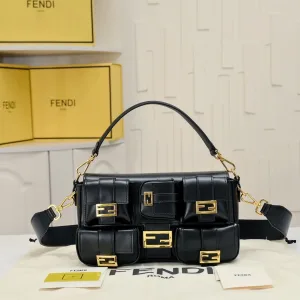 Fendi Top Handle Bag Medium Black Gold Hardware 27cm 33