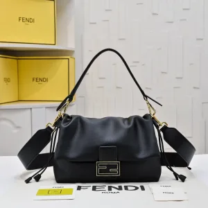 Fendi Top Handle Bag Medium Black Gold Hardware 27cm 43