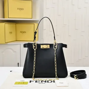 Fendi Top Handle Bag Medium Black Gold Hardware 27cm 45