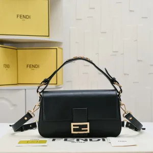 Fendi Top Handle Bag Medium Black Gold Hardware 27cm 47