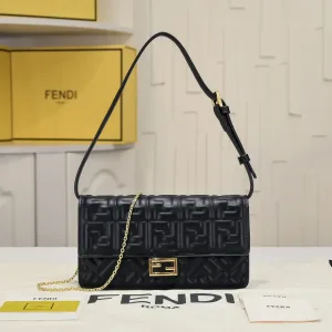 Fendi Top Handle Bag Medium Black Gold Hardware 27cm 48