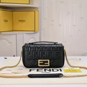 Fendi Top Handle Bag Medium Black Gold Hardware 27cm 55