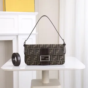 Fendi Top Handle Bag Medium Black Silver Hardware 27cm