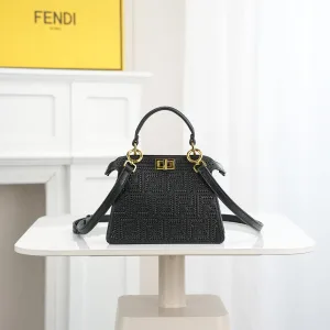 Fendi Top Handle Bag Medium Black Silver Hardware 27cm 07