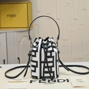 Fendi Top Handle Bag Medium Black Silver Hardware 27cm 09