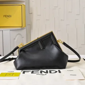Fendi Top Handle Bag Medium Black Silver Hardware 27cm 11