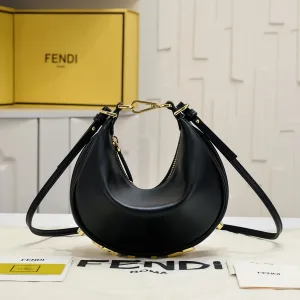 Fendi Top Handle Bag Medium Black Silver Hardware 27cm 12