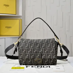 Fendi Top Handle Bag Medium Black Silver Hardware 27cm 14