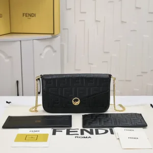 Fendi Top Handle Bag Medium Black Silver Hardware 27cm 16