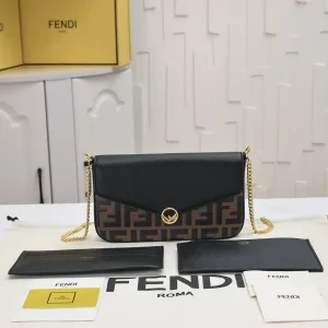 Fendi Top Handle Bag Medium Black Silver Hardware 27cm 17