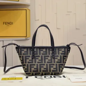 Fendi Top Handle Bag Medium Black Silver Hardware 27cm 18