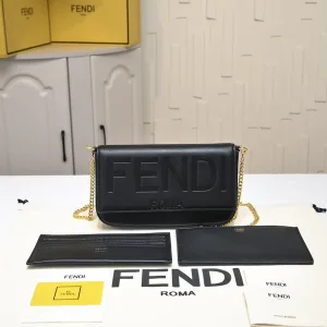 Fendi Top Handle Bag Medium Black Silver Hardware 27cm 19