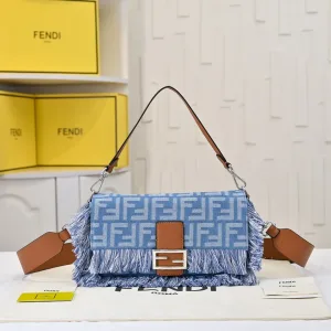 Fendi Top Handle Bag Medium Blue Gold Hardware 27cm 02