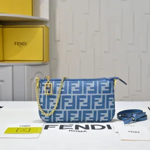 Fendi Top Handle Bag Medium Blue Silver Hardware 27cm 02