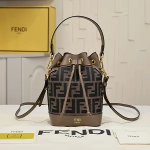 Fendi Top Handle Bag Medium Brown Silver Hardware 27cm