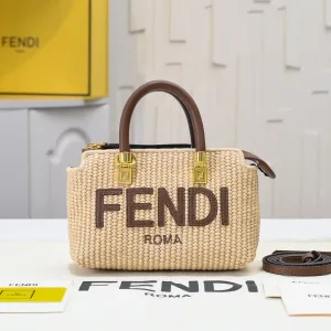 Fendi Top Handle Bag Medium Grey Gold Hardware 27cm