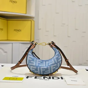 Fendi Top Handle Bag Medium Grey Gold Hardware 27cm 11