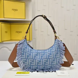 Fendi Top Handle Bag Medium Grey Gold Hardware 27cm 12