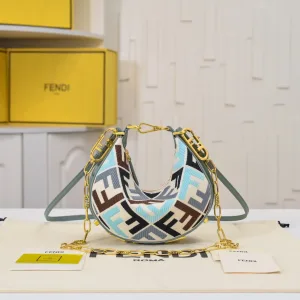 Fendi Top Handle Bag Medium Grey Gold Hardware 27cm 13
