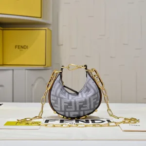 Fendi Top Handle Bag Medium Grey Gold Hardware 27cm 15