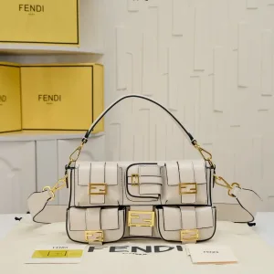 Fendi Top Handle Bag Medium Grey Gold Hardware 27cm 16