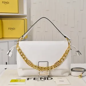 Fendi Top Handle Bag Medium Grey Gold Hardware 27cm 17