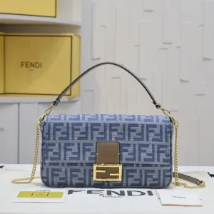 Fendi Top Handle Bag Medium Grey Gold Hardware 27cm 18