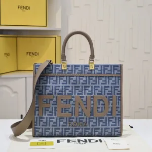 Fendi Top Handle Bag Medium Grey Gold Hardware 27cm 20