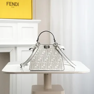Fendi Top Handle Bag Medium Grey Silver Hardware 27cm