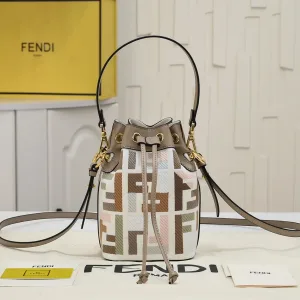 Fendi Top Handle Bag Medium Grey Silver Hardware 27cm 02