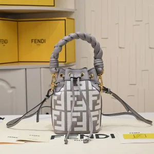Fendi Top Handle Bag Medium Grey Silver Hardware 27cm 03