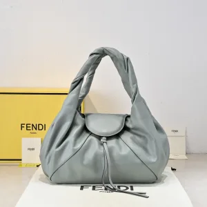 Fendi Top Handle Bag Medium Grey Silver Hardware 27cm 06