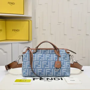 Fendi Top Handle Bag Medium Grey Silver Hardware 27cm 09