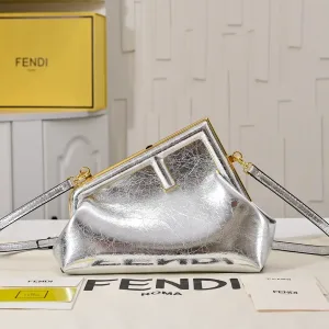Fendi Top Handle Bag Medium Grey Silver Hardware 27cm 12