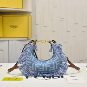 Fendi Top Handle Bag Medium Grey Silver Hardware 27cm 13
