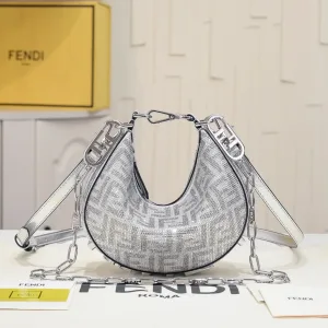 Fendi Top Handle Bag Medium Grey Silver Hardware 27cm 16