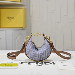 Fendi Top Handle Bag Medium Grey Silver Hardware 27cm 17