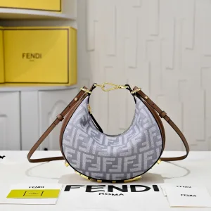Fendi Top Handle Bag Medium Grey Silver Hardware 27cm 18