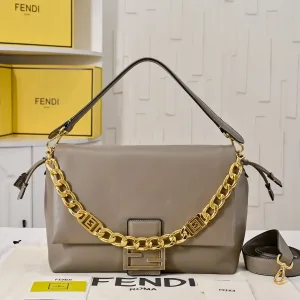 Fendi Top Handle Bag Medium Grey Silver Hardware 27cm 19