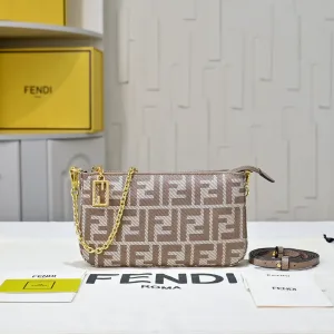 Fendi Top Handle Bag Medium Grey Silver Hardware 27cm 21