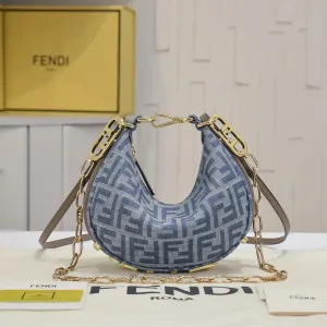 Fendi Top Handle Bag Medium Grey Silver Hardware 27cm 24
