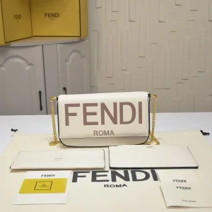 Fendi Top Handle Bag Medium Grey Silver Hardware 27cm 25
