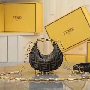 Fendi Top Handle Bag Medium Olive Green Gold Hardware 27cm 07