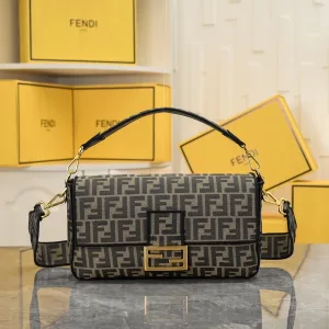 Fendi Top Handle Bag Medium Olive Green Gold Hardware 27cm 12